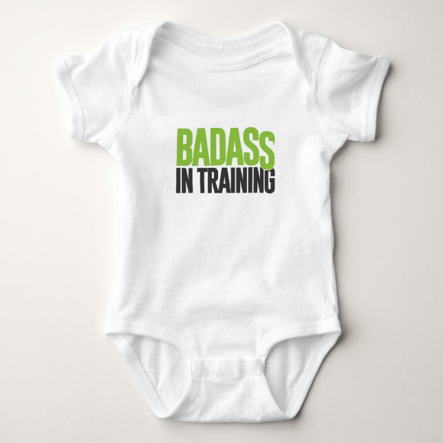 Badass in training baby bodysuit (Front)