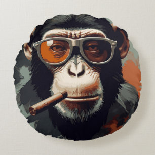 Badass Monkey Round Cushion