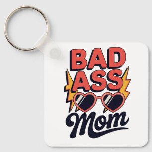 Badass Mum Funny Summer Retro Sunglasses Key Ring