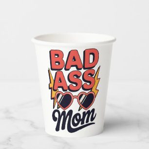 Badass Mum Funny Summer Retro Sunglasses Paper Cups