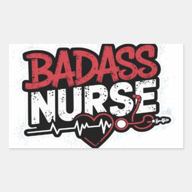 badass nurse rectangular sticker (Front)