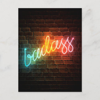 Badass Rainbow Neon Sign Postcard