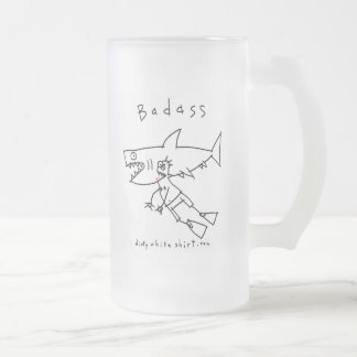 Badass Shark Guy Frosted Glass Beer Mug