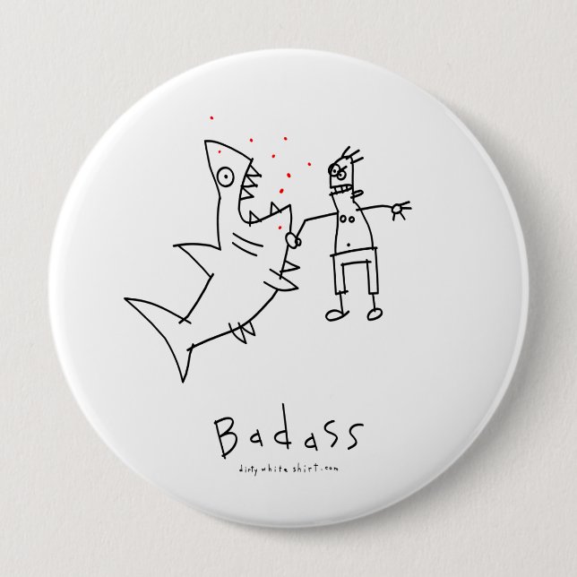 Badass Shark Punch 10 Cm Round Badge (Front)