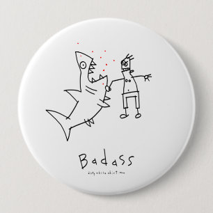 Badass Shark Punch 10 Cm Round Badge