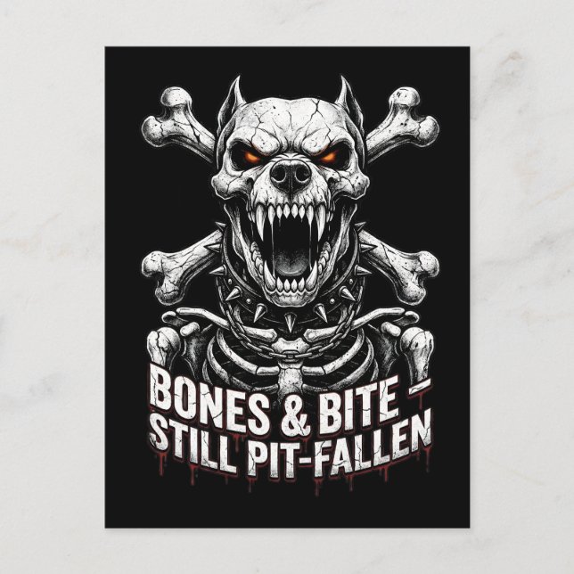Badass Skeleton Bulldog Gothic Skull Postcard (Front)