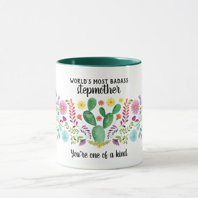 BADASS Stepmother - One of a Kind Floral Cacti Mug (Center)