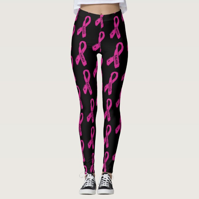 Badass/torn ribbon...Breast Cancer Leggings (Front)