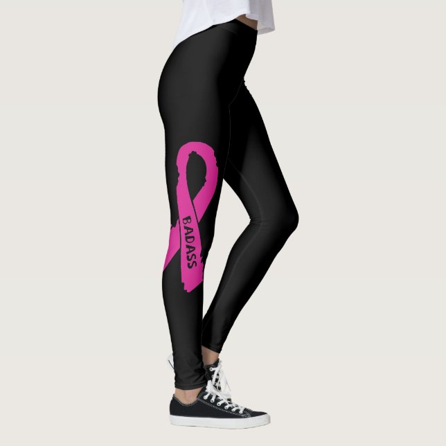 Badass/ torn ribbon...Breast Cancer Leggings (Right)
