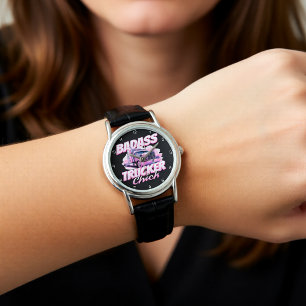 Badass Trucker Chick Pink Power Watch