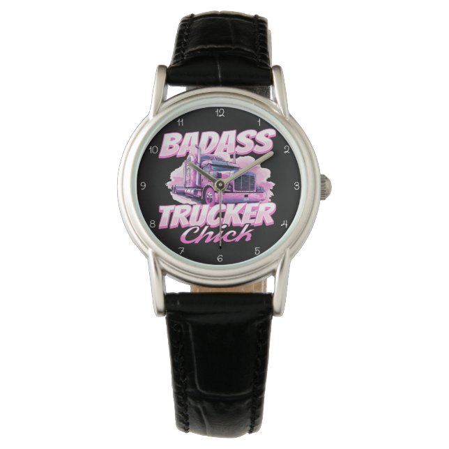 Badass Trucker Chick Pink Power Watch (Front)