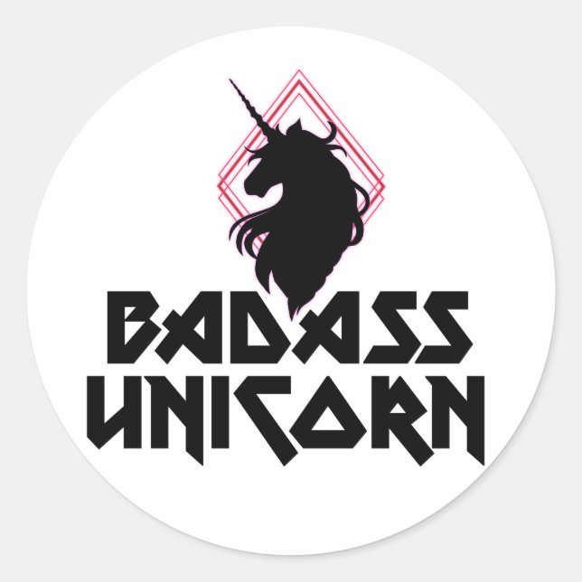 Badass Unicorn Classic Round Sticker (Front)