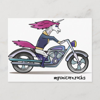 Badass unicorn on motorcycle - Knallhartes Einhorn Postcard