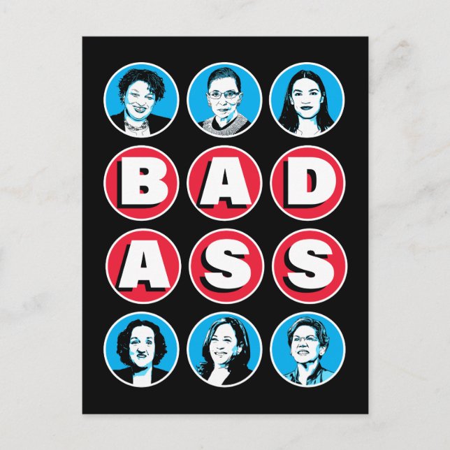 Badass Women: Stacey RBG AOC Katie Kamala Warren Postcard (Front)