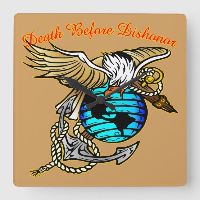 Badazz Eagle Death Before Dishonour Square Wall Clock (Front)
