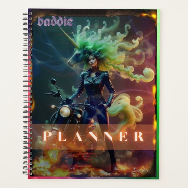 Baddie Unicorn Biker Planner (Front)