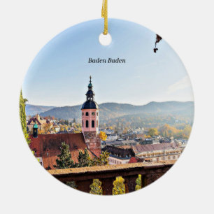 Baden-Baden, Germany, scenic landscape Ceramic Tree Decoration