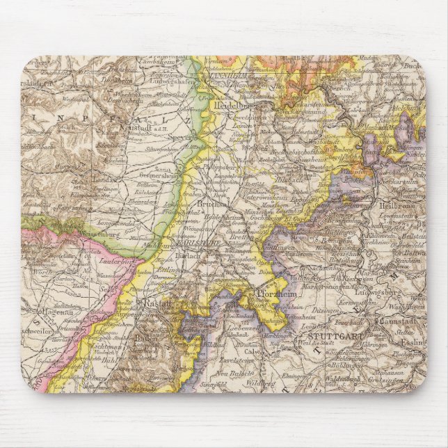 Baden Germany Atlas Map Mouse Mat (Front)