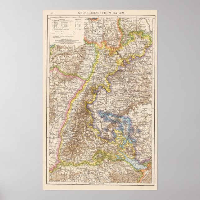 Baden Germany Atlas Map Poster (Front)