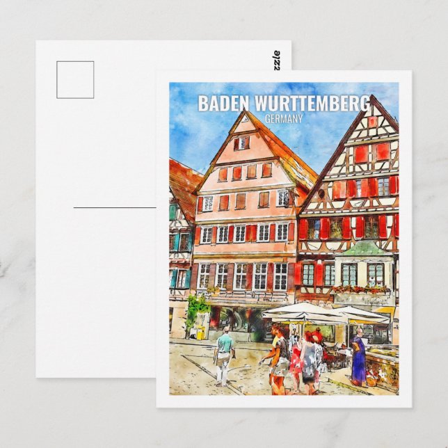Baden Wurttemberg Germany Travel Place Watercolor Postcard (Front/Back)
