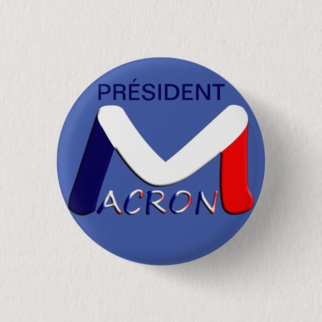 Badge 32 mm, Emmanuel Macron President (Front)