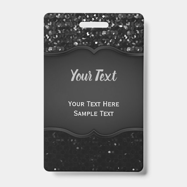Badge Black Crystal Bling Strass ID Badge (Front)