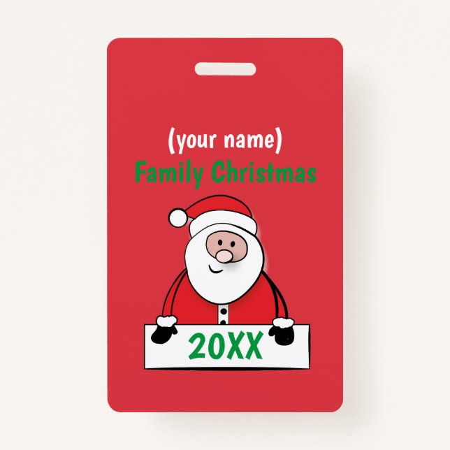 Badge - Custom Family Christmas (add name) ID Badge (Front)
