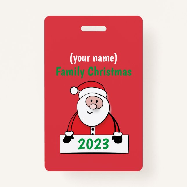 Badge - Custom Family Christmas (add name) ID Badge (Front)