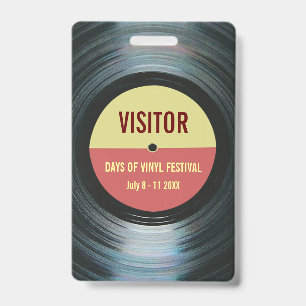 Badge For Access To Your Music Event Vinyl Theme ID Badge