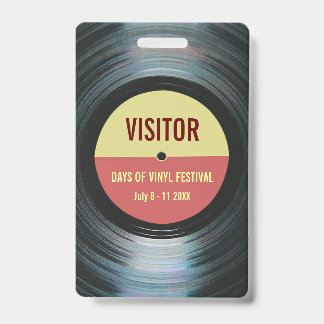 Badge For Access To Your Music Event Vinyl Theme ID Badge