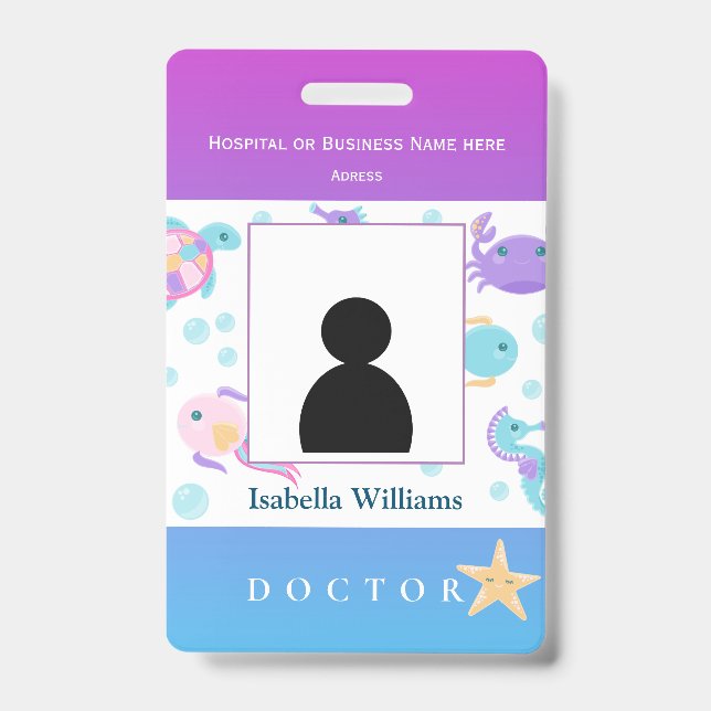 Badge for dentist, hospital member employee, kids ID badge (Front)
