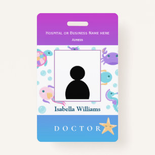 Badge for dentist, hospital member employee, kids ID badge