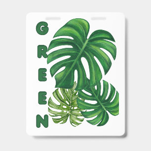 Badge Green Monstera Leaves ID Badge