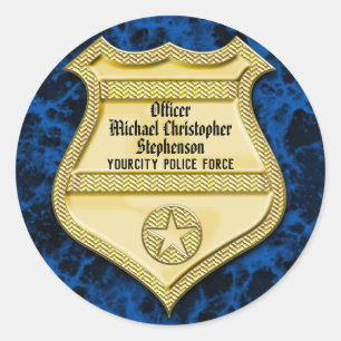 Badge Marble Police Graduation/Retirement Party Classic Round Sticker