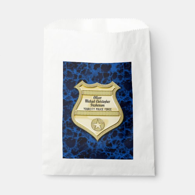 Badge Marble Police Graduation/Retirement Party Favour Bags (Front)