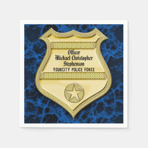 Badge Marble Police Graduation/Retirement Party Napkin