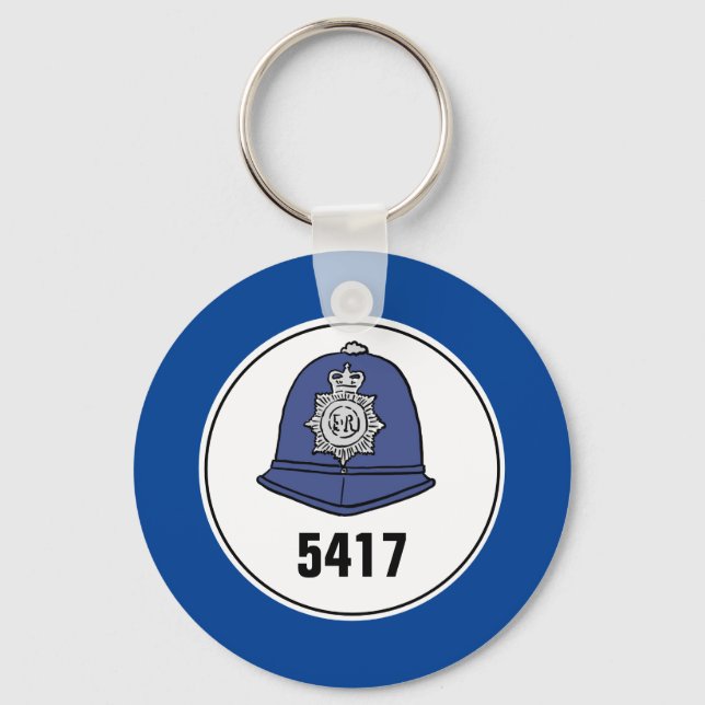 Badge Number. Police Constable Helmet. Key Ring (Front)