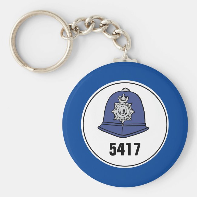 Badge Number. Police Constable Helmet. Key Ring