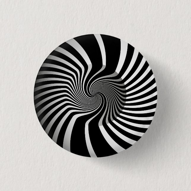 Badge - Psychedelic Art Swirl B/W  (Front)