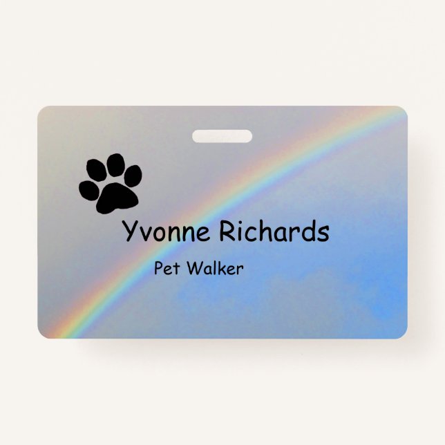 Badge - Rainbow and Paw Print ID Badge (Front)