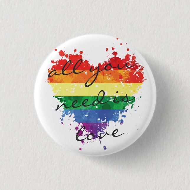 Badge - Rainbow Heart all you need is love (Front)