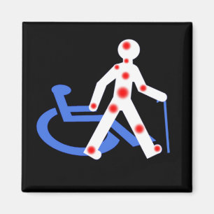 Badge Round 5 Cm Keyring Invisible disability / V Magnet