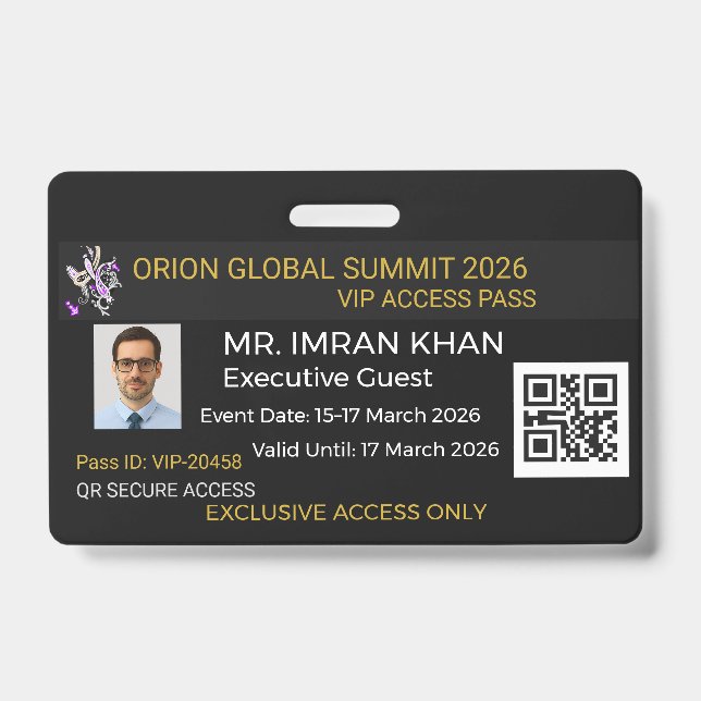 badge sécurité business badge corporate badge VIP! ID Badge (Front)