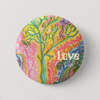 Badge with Colourful Tree Design and "Love"