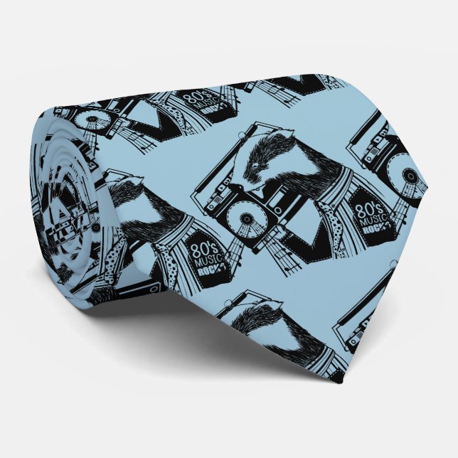 Badger 80's Eighties Music Boombox Tie (Rolled)
