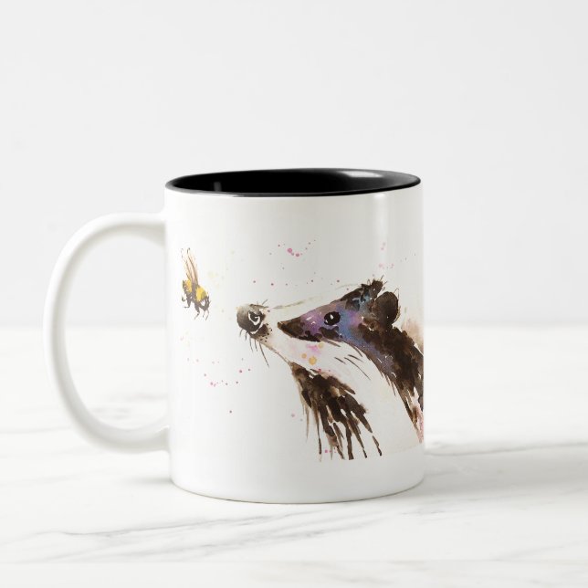 Badger and a Bumble bee Two-Tone Coffee Mug (Left)