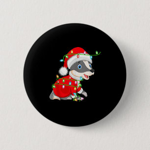 Badger Christmas Lights Santa Costume Cute Animal 6 Cm Round Badge