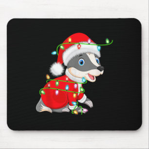 Badger Christmas Lights Santa Costume Cute Animal Mouse Mat