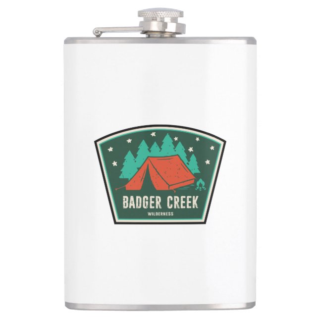 Badger Creek Wilderness Oregon Camping Hip Flask (Front)