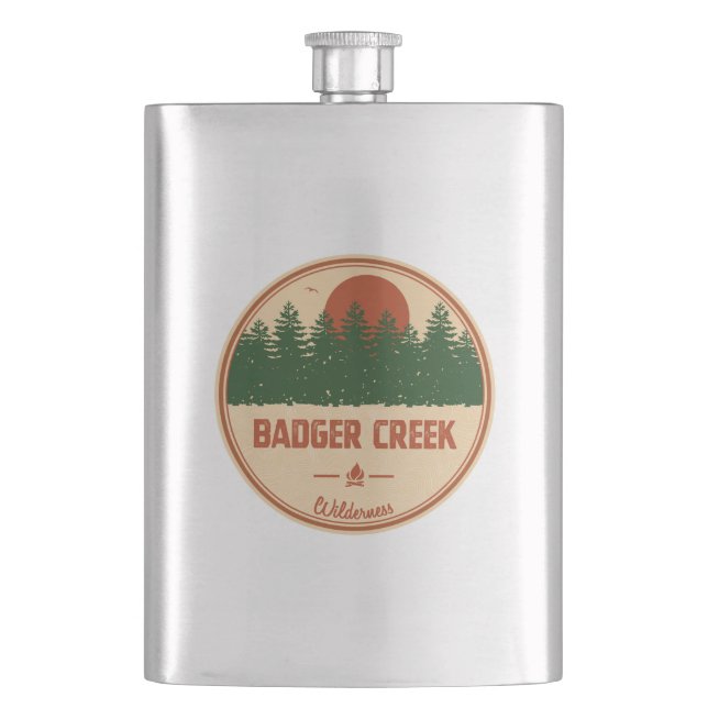 Badger Creek Wilderness Oregon Hip Flask (Front)